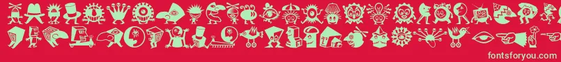 Шрифт Minipicslilcreatures – зелёные шрифты на красном фоне