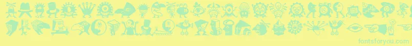 Шрифт Minipicslilcreatures – зелёные шрифты на жёлтом фоне