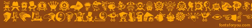 Minipicslilcreatures Font – Orange Fonts on Brown Background