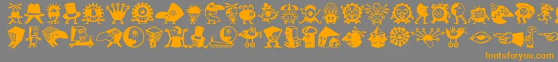Minipicslilcreatures Font – Orange Fonts on Gray Background