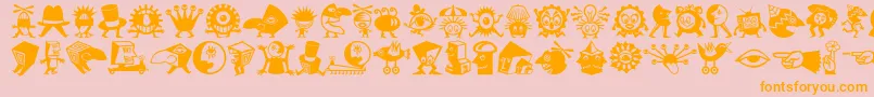 Fonte Minipicslilcreatures – fontes laranjas em um fundo rosa