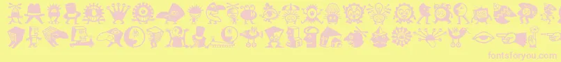 Minipicslilcreatures Font – Pink Fonts on Yellow Background