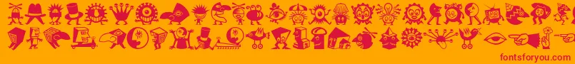 fuente Minipicslilcreatures – Fuentes Rojas Sobre Fondo Naranja