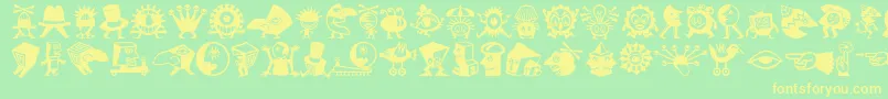 Minipicslilcreatures Font – Yellow Fonts on Green Background