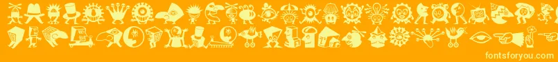Minipicslilcreatures Font – Yellow Fonts on Orange Background