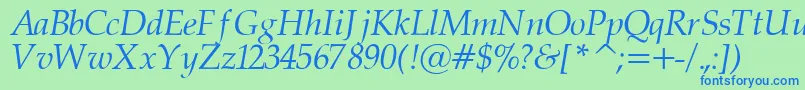 PalatinorItalic Font – Blue Fonts on Green Background