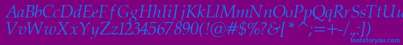 PalatinorItalic-Schriftart – Blaue Schriften auf violettem Hintergrund