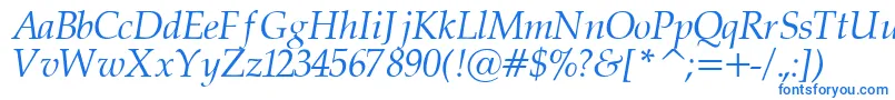 Fonte PalatinorItalic – fontes azuis em um fundo branco