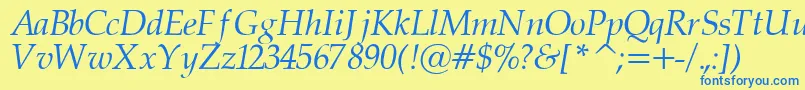 PalatinorItalic Font – Blue Fonts on Yellow Background