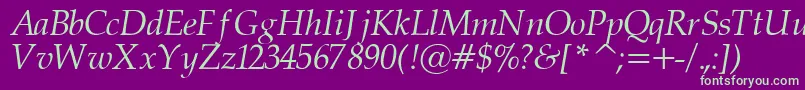 PalatinorItalic-fontti – vihreät fontit violetilla taustalla