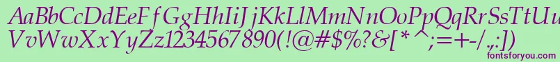 PalatinorItalic-fontti – violetit fontit vihreällä taustalla