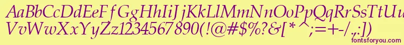 PalatinorItalic-fontti – violetit fontit keltaisella taustalla