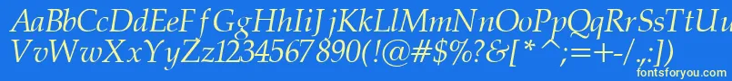 PalatinorItalic-fontti – keltaiset fontit sinisellä taustalla