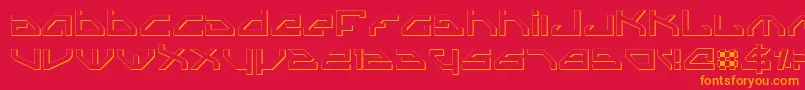 フォントSpyv3o – 赤い背景にオレンジの文字
