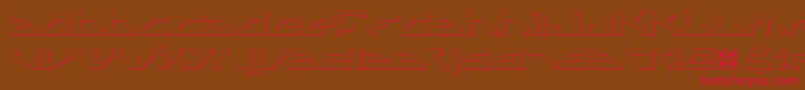 フォントSpyv3o – 赤い文字が茶色の背景にあります。