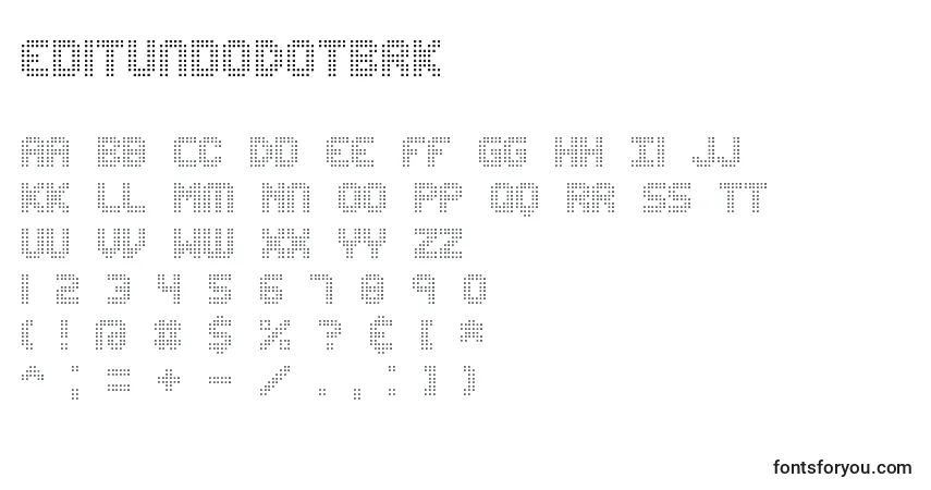 Czcionka EditUndoDotBrk – alfabet, cyfry, specjalne znaki