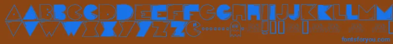 Weitere Informationen zur Pac-Schriftart Pac-Schriftart – Blaue Schriften auf braunem Hintergrund