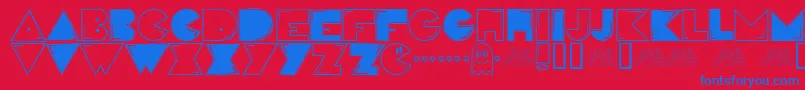 Pac Font – Blue Fonts on Red Background