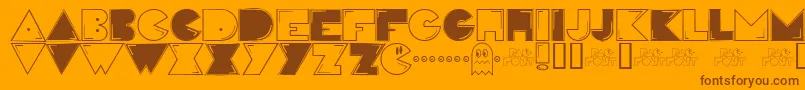 Weitere Informationen zur Pac-Schriftart Pac-Schriftart – Braune Schriften auf orangefarbenem Hintergrund