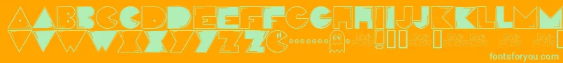 Weitere Informationen zur Pac-Schriftart Pac-Schriftart – Grüne Schriften auf orangefarbenem Hintergrund