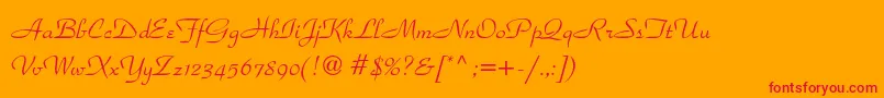 Parkavenuestd-Schriftart – Rote Schriften auf orangefarbenem Hintergrund