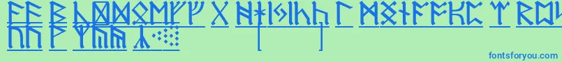 フォントRuneD1 – 青い文字は緑の背景です。