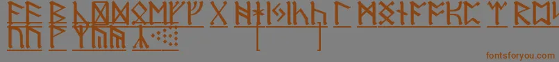フォントRuneD1 – 茶色の文字が灰色の背景にあります。
