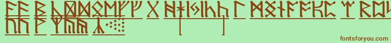 RuneD1-fontti – ruskeat fontit vihreällä taustalla