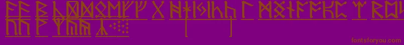 RuneD1-Schriftart – Braune Schriften auf violettem Hintergrund