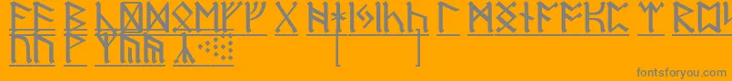 RuneD1-Schriftart – Graue Schriften auf orangefarbenem Hintergrund