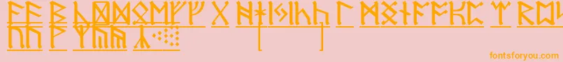 RuneD1-Schriftart – Orangefarbene Schriften auf rosa Hintergrund
