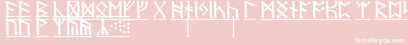 RuneD1-Schriftart – Weiße Schriften auf rosa Hintergrund