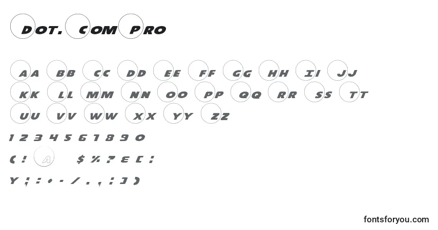 Czcionka Dot.ComPro – alfabet, cyfry, specjalne znaki
