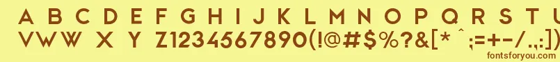 フォントCwgSans – 茶色の文字が黄色の背景にあります。