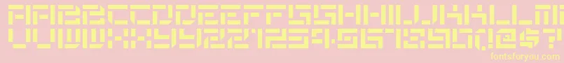 Destencilnf-Schriftart – Gelbe Schriften auf rosa Hintergrund
