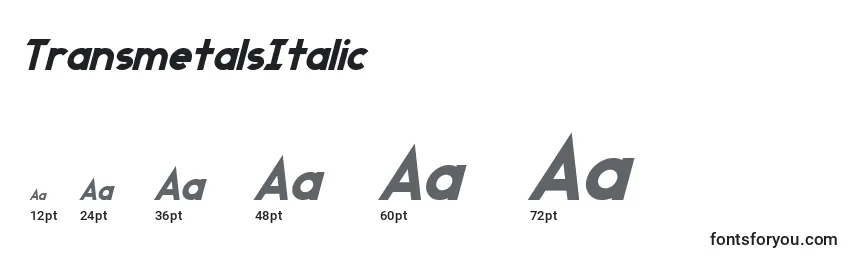 TransmetalsItalic Font Sizes