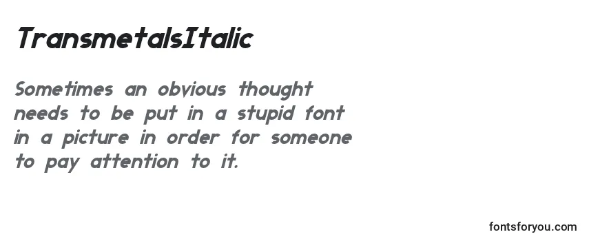 TransmetalsItalic Font