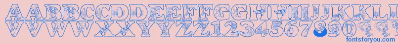 フォントLmsCircusBugs – ピンクの背景に青い文字