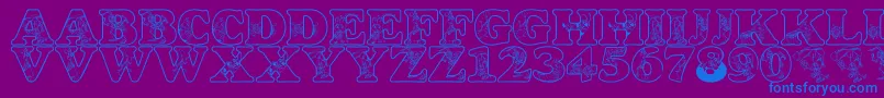 フォントLmsCircusBugs – 紫色の背景に青い文字