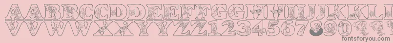 LmsCircusBugs-fontti – harmaat kirjasimet vaaleanpunaisella taustalla