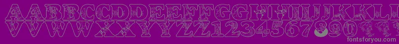 LmsCircusBugs-fontti – harmaat kirjasimet violetilla taustalla