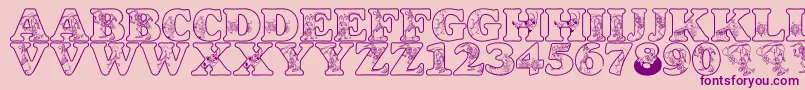 LmsCircusBugs-fontti – violetit fontit vaaleanpunaisella taustalla
