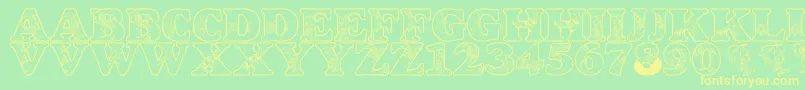 LmsCircusBugs Font – Yellow Fonts on Green Background