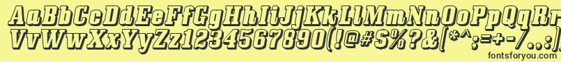 Weitere Informationen zur Bullpen3D-Schriftart Bullpen3D-Schriftart – Schwarze Schriften auf gelbem Hintergrund