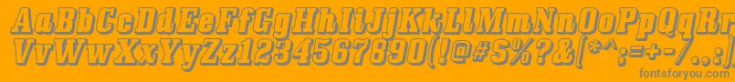 Bullpen3D-Schriftart – Graue Schriften auf orangefarbenem Hintergrund