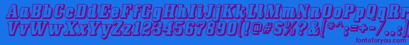 Bullpen3D Font – Purple Fonts on Blue Background