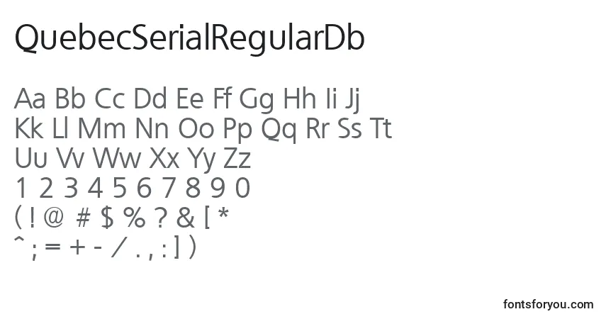 Шрифт QuebecSerialRegularDb – алфавит, цифры, специальные символы