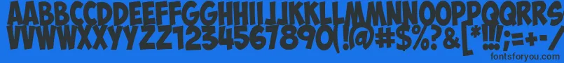 ObelixProItalic-Schriftart – Schwarze Schriften auf blauem Hintergrund