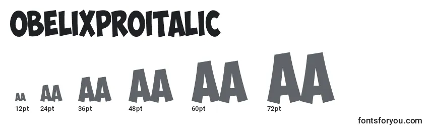 Размеры шрифта ObelixProItalic