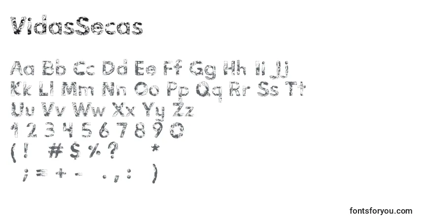 Czcionka VidasSecas – alfabet, cyfry, specjalne znaki